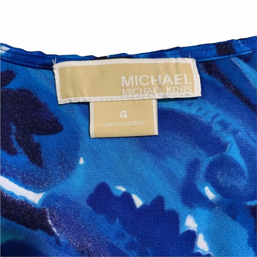 Michael Michael Kors Blue Paisley Print Beaded Sleeveless Scoop Neck Top - Picture 4 of 8